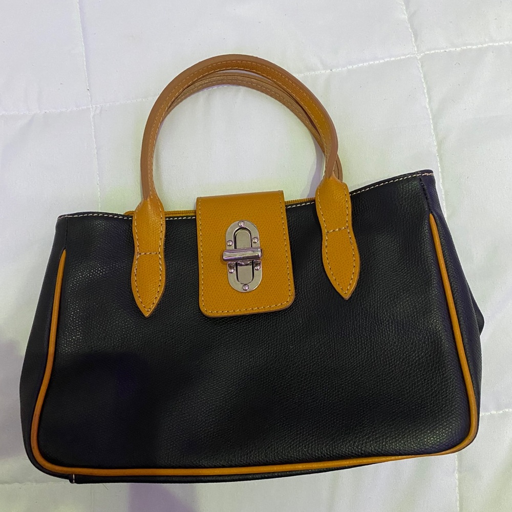 Black and Tan Genuine Leather mini shoulder purse